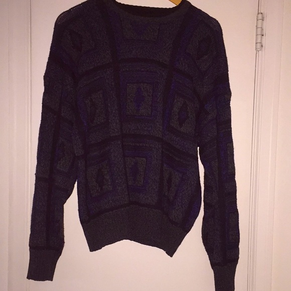 Vintage Retro Blue and Black Sweater - Picture 3 of 5
